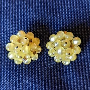 Vintage Lemon Beaded clip on earrings